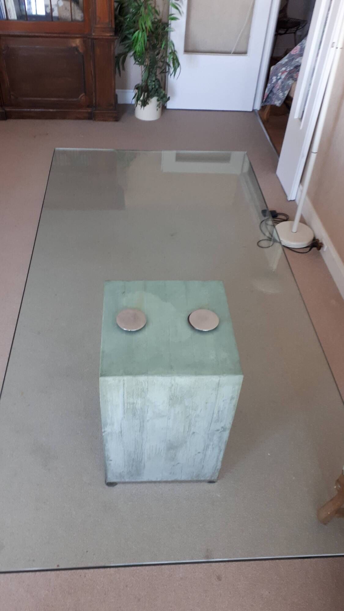 Table salle à manger verre et béton Saporiti 1970