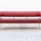 Business class 3-seater sofa in red leather and chrome iron legs, 1990s