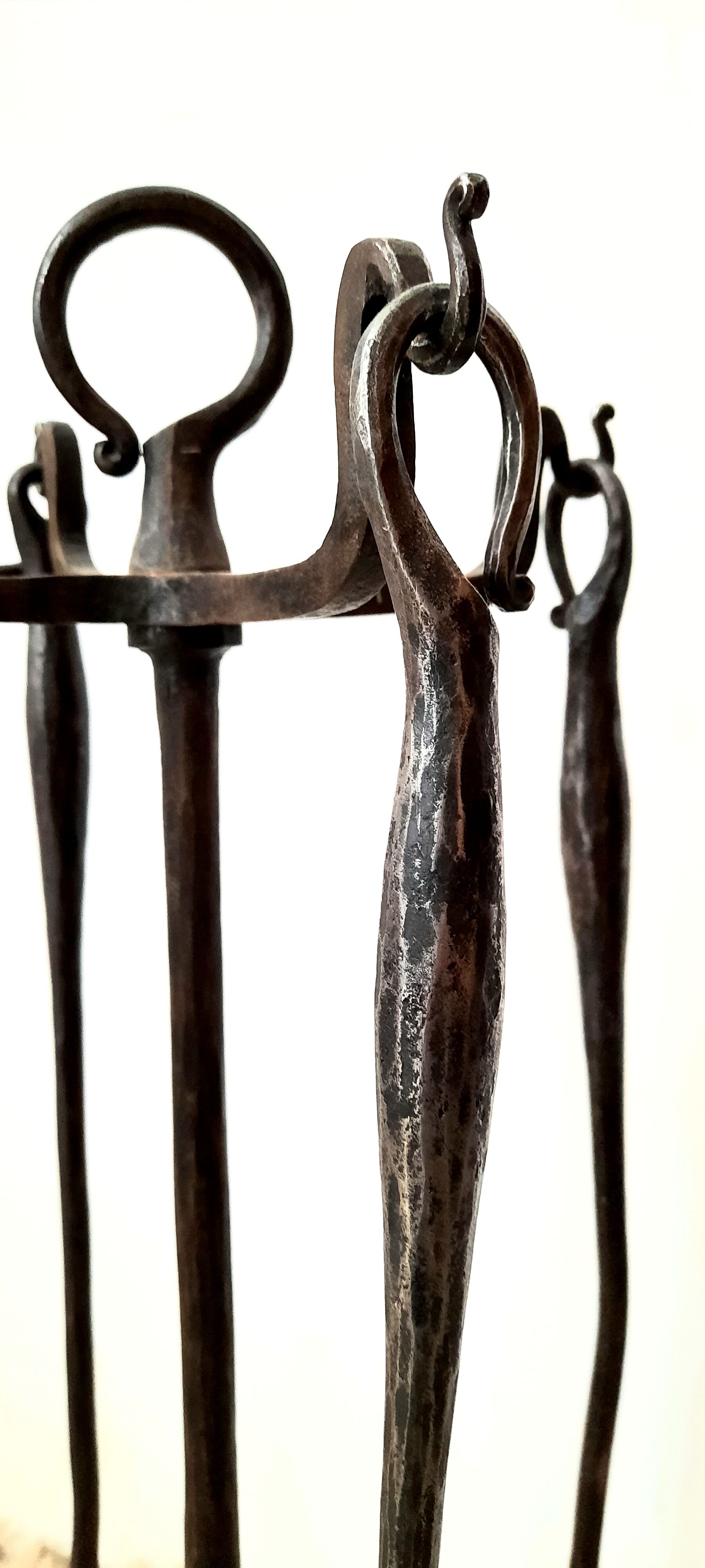 Brutalist fireplace kit in vintage wrought iron from the 60s / 70s