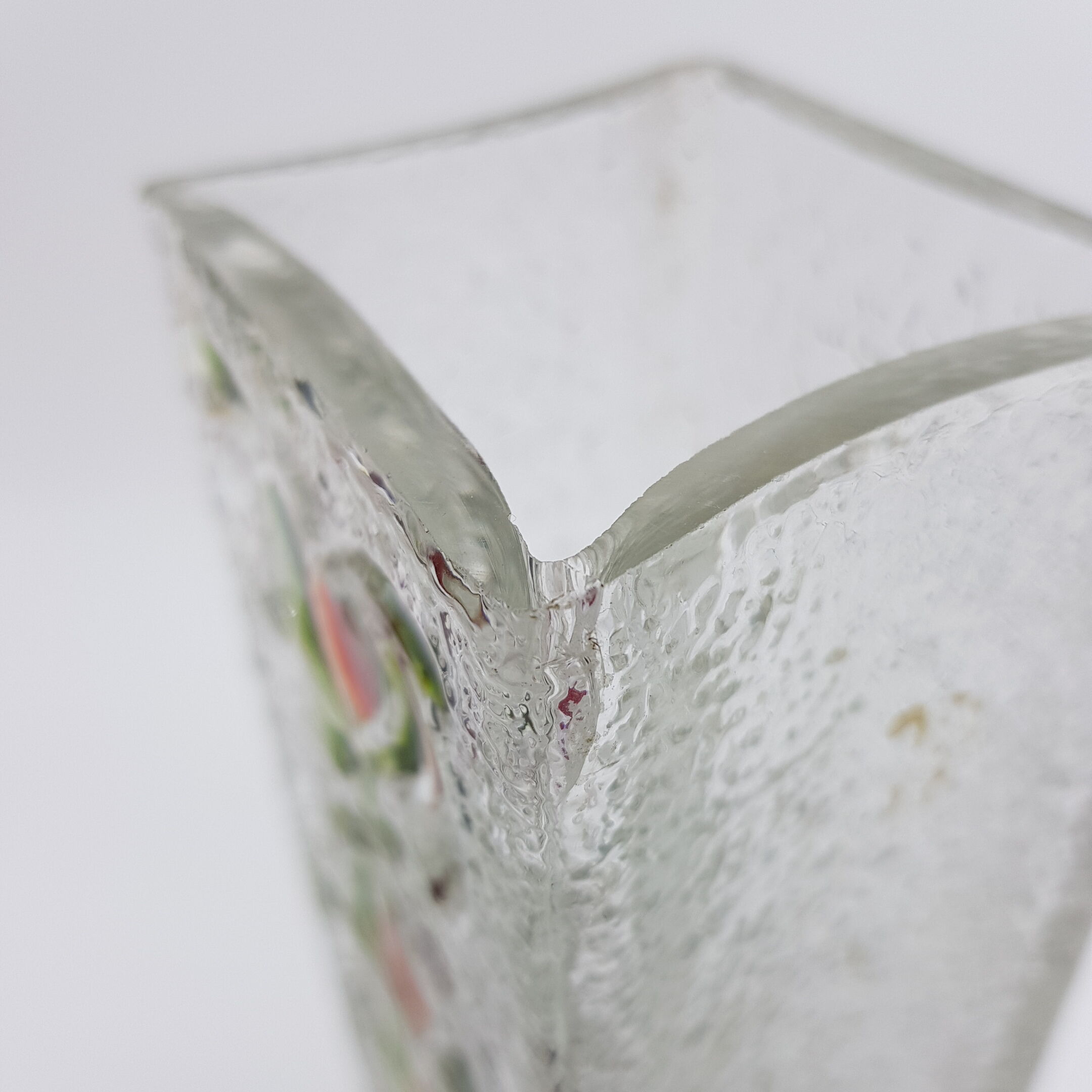 Vintage vase in enamelled textured glass
