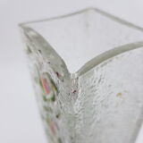 Vase vintage en verre texturé émaillé