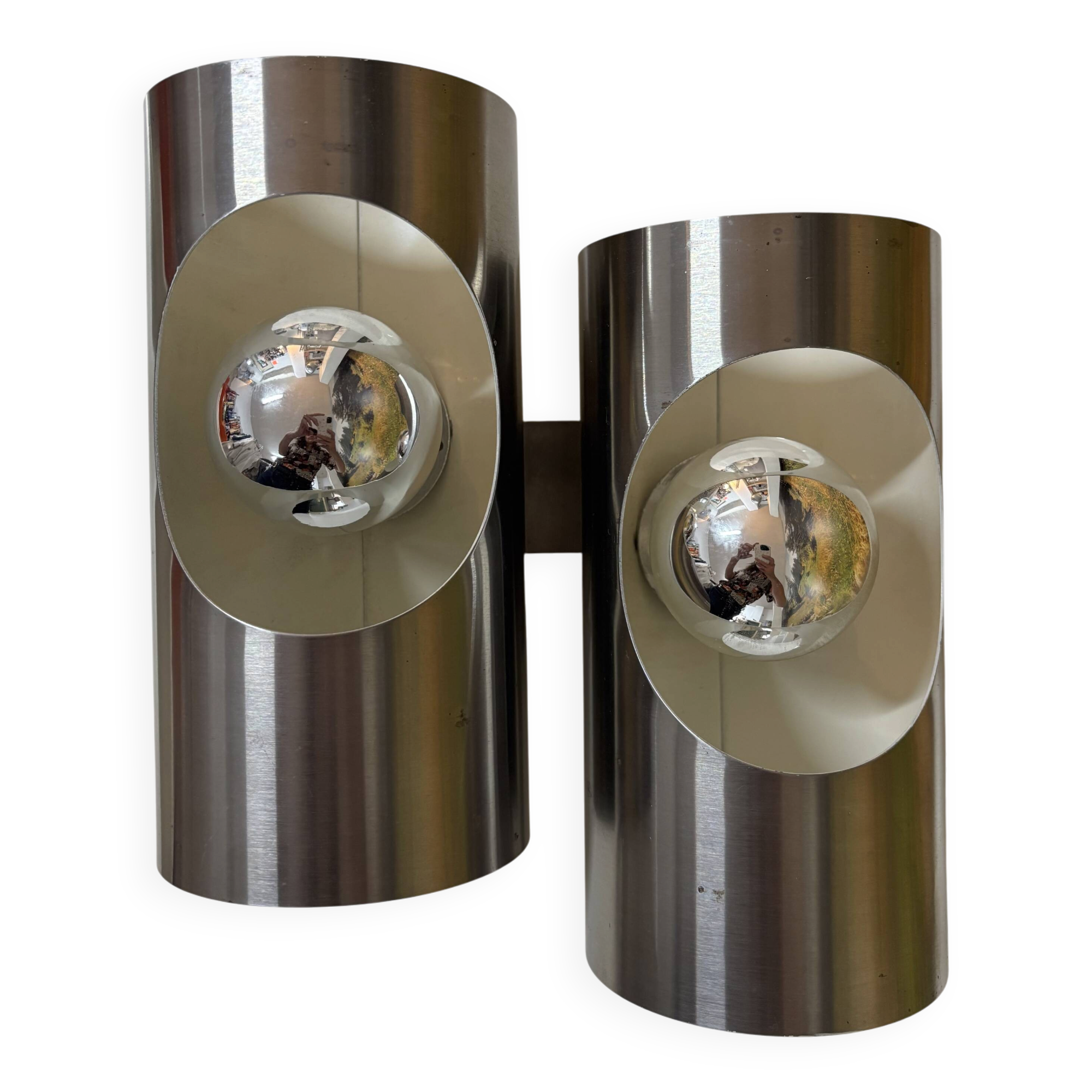1970s chrome Space Age wall light
