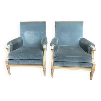Paire de fauteuils de salon de style Louis XVI