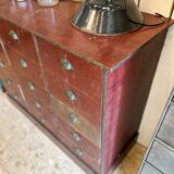 Meuble de métier d'atelier patine rouge
