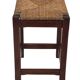 Vintage rattan stool with oak, 60s wabi sabi design, minimalist