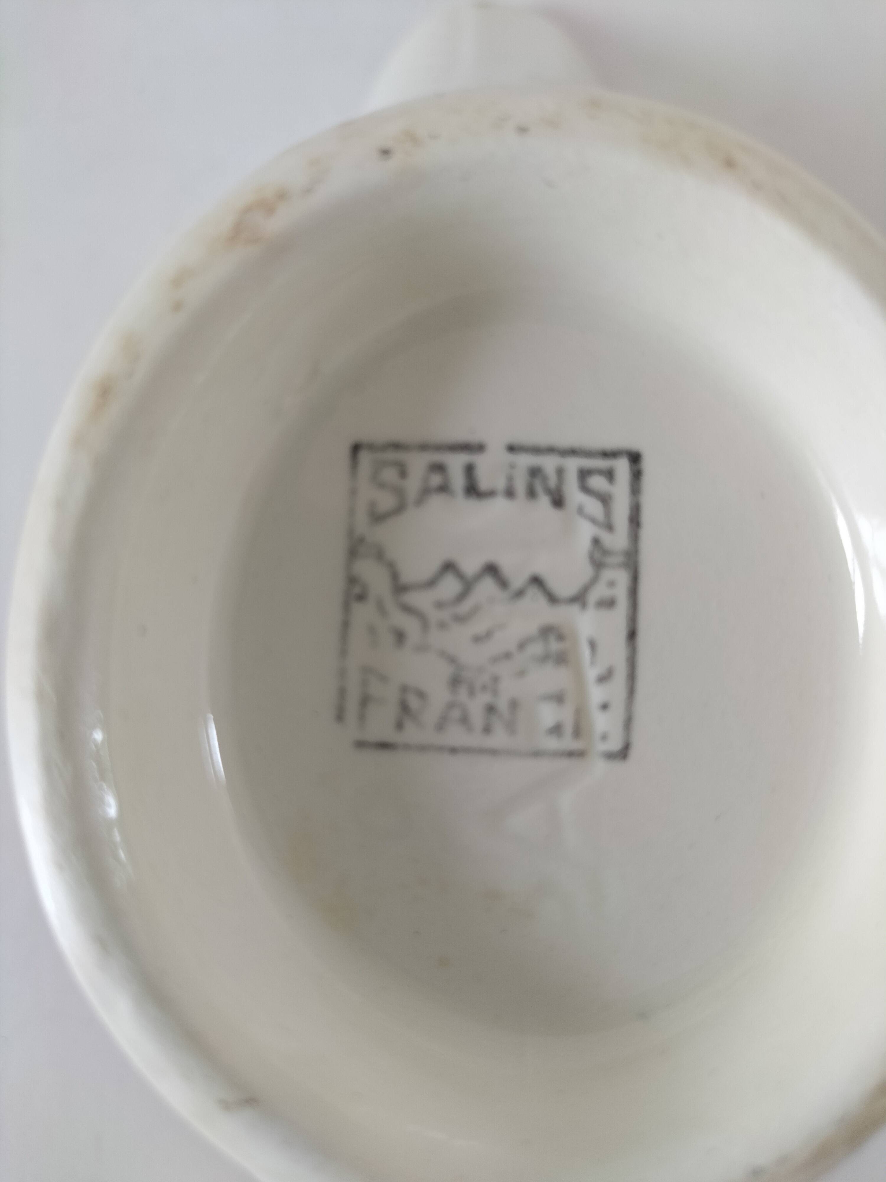 Sauceboat Salins France stylised floral decoration