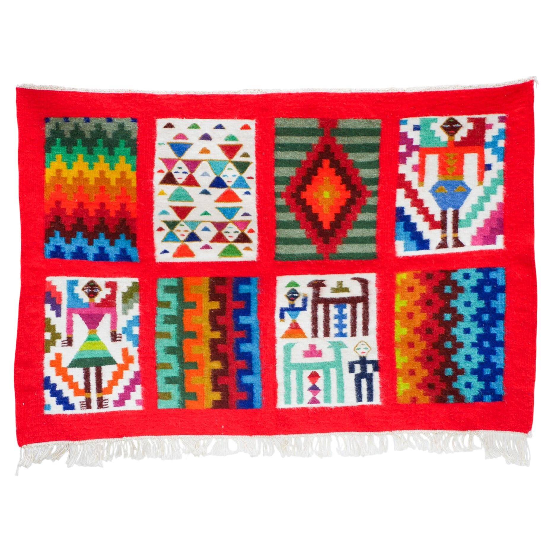 Vintage Berber Kilim, traditional wall tapestry from the popular art of Gafsa