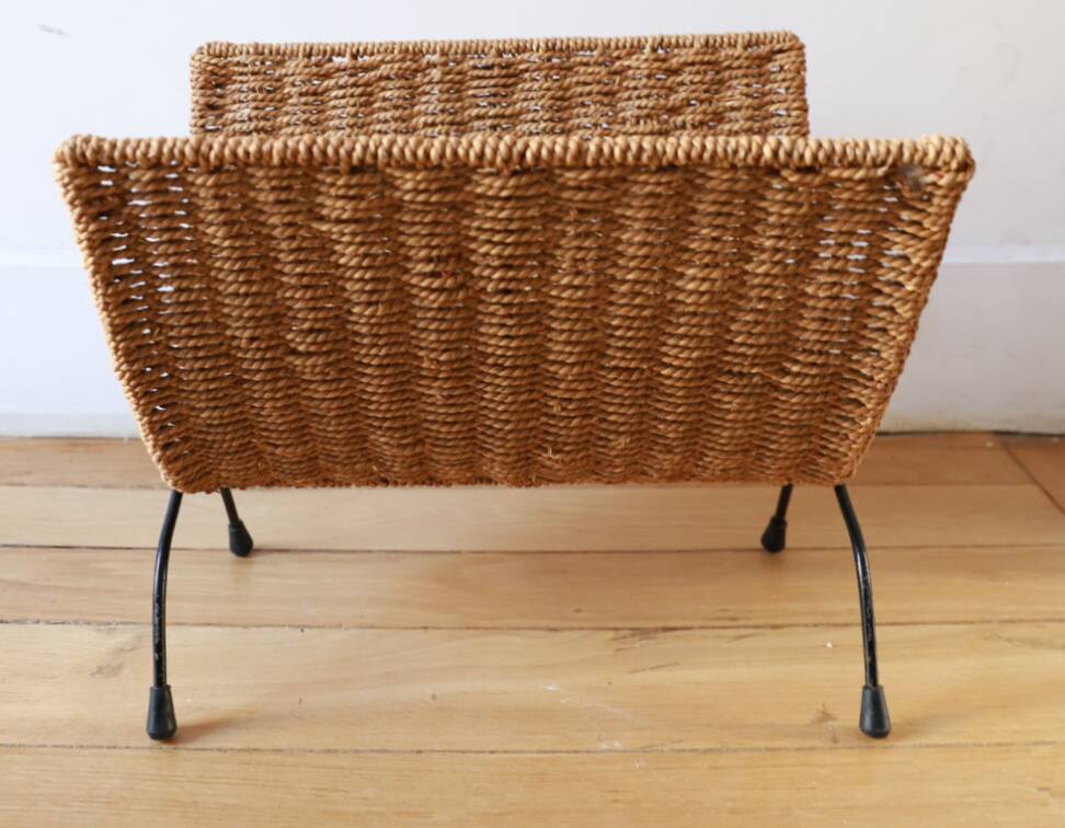 vintage rope magazine rack