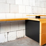 Bedroom in winked maple and fabric by Giovanni Offredi for Saporiti Italia 1970s