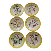 6 Art Deco dessert plates in barbotine. Moulin des Loups.