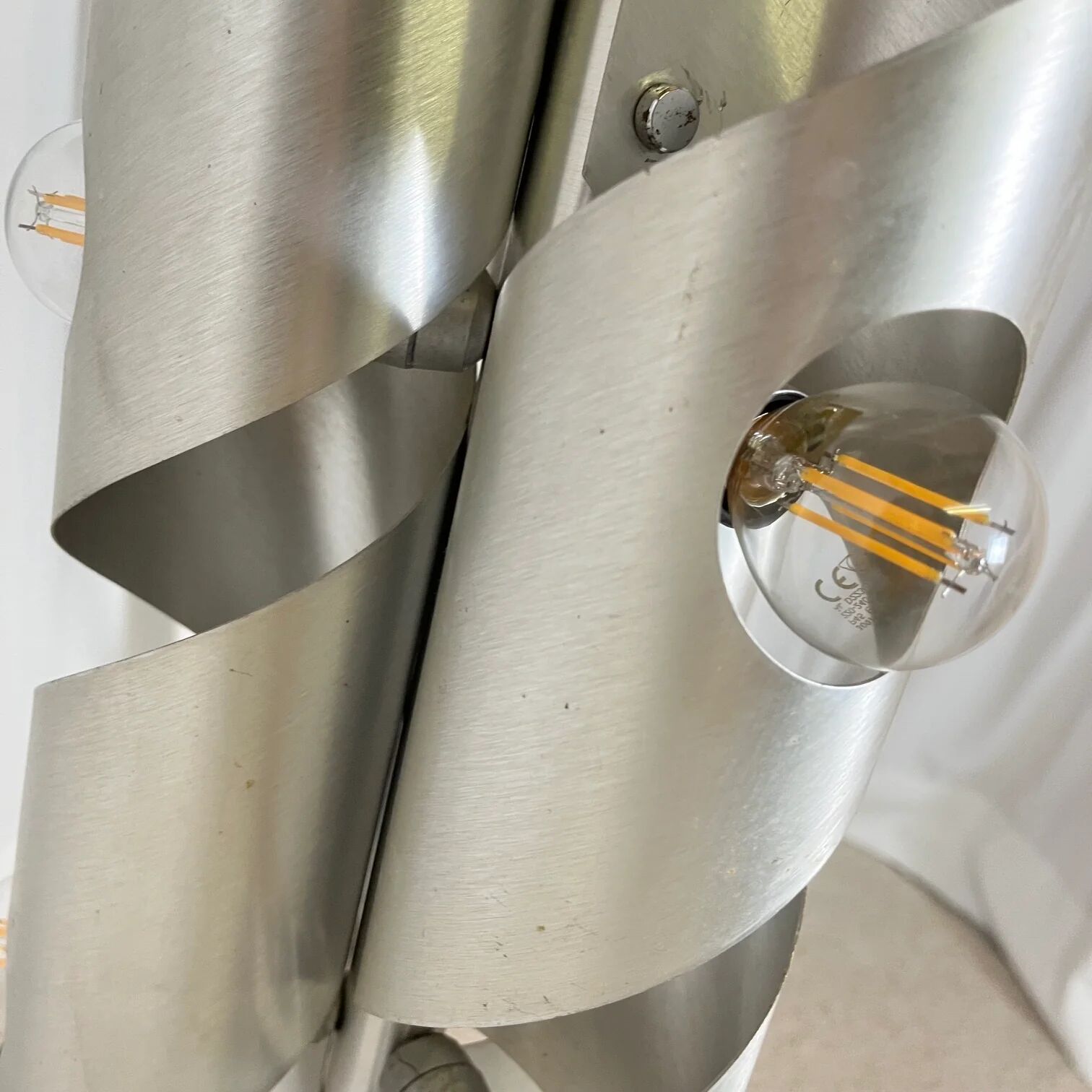 Brushed aluminium floor lamp, Space Age style, 1970s