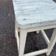 Rustic square farmhouse stool in patinated white wood from the 1960s.