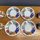 Set of 4 Mokka cups and saucers, acapulco design by villeroy & boch.