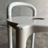 White molded plastic Kartell stool with metal legs — Anna Castelli Ferrieri, 1970s