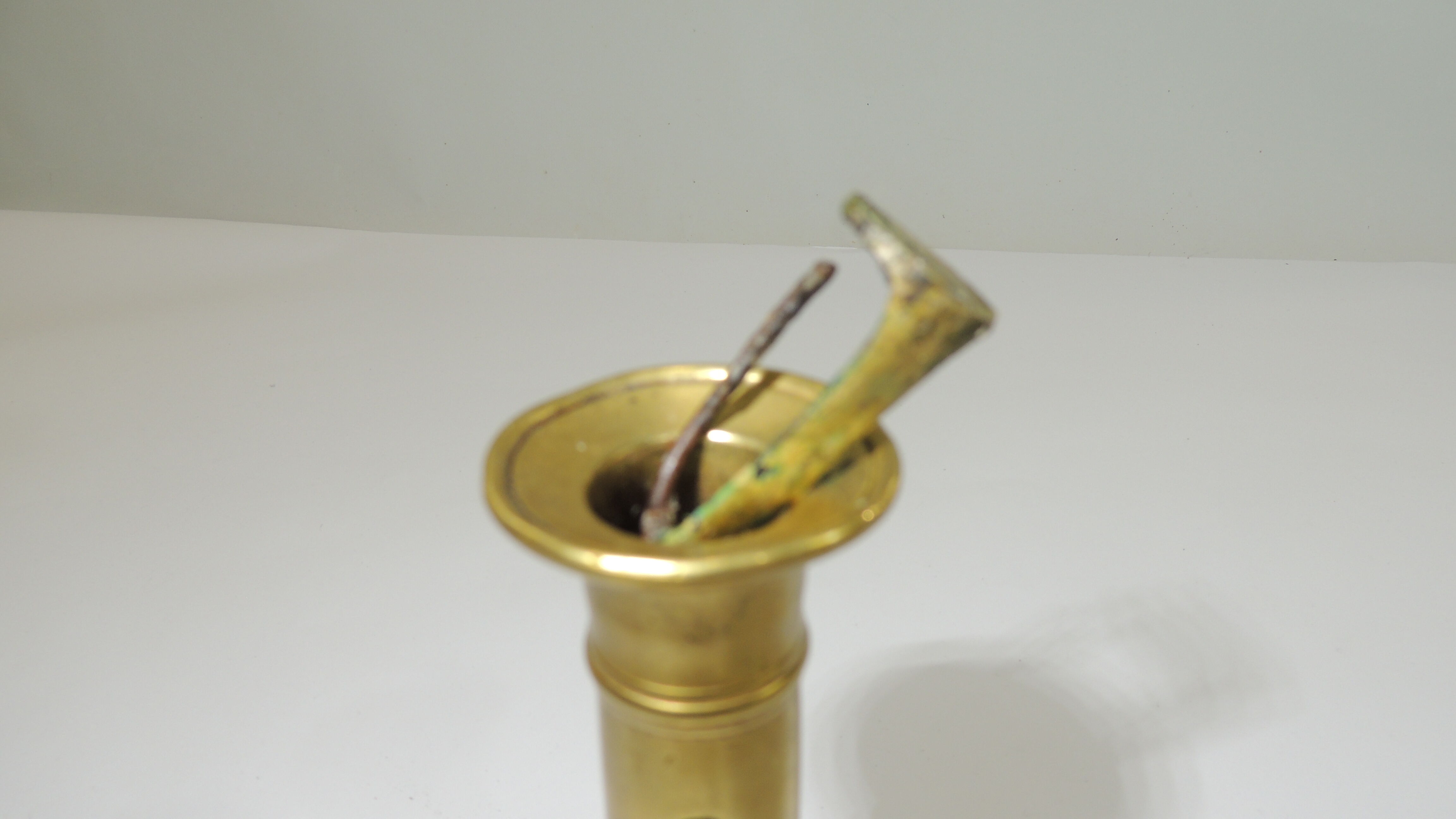 Pair of old candle holders brass vintage candle