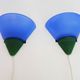 Pair of vintage Vandeheg Lotus blue and green wall sconces. 1980s