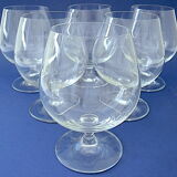 Suite of six tasting glasses of colorless crystal cognac