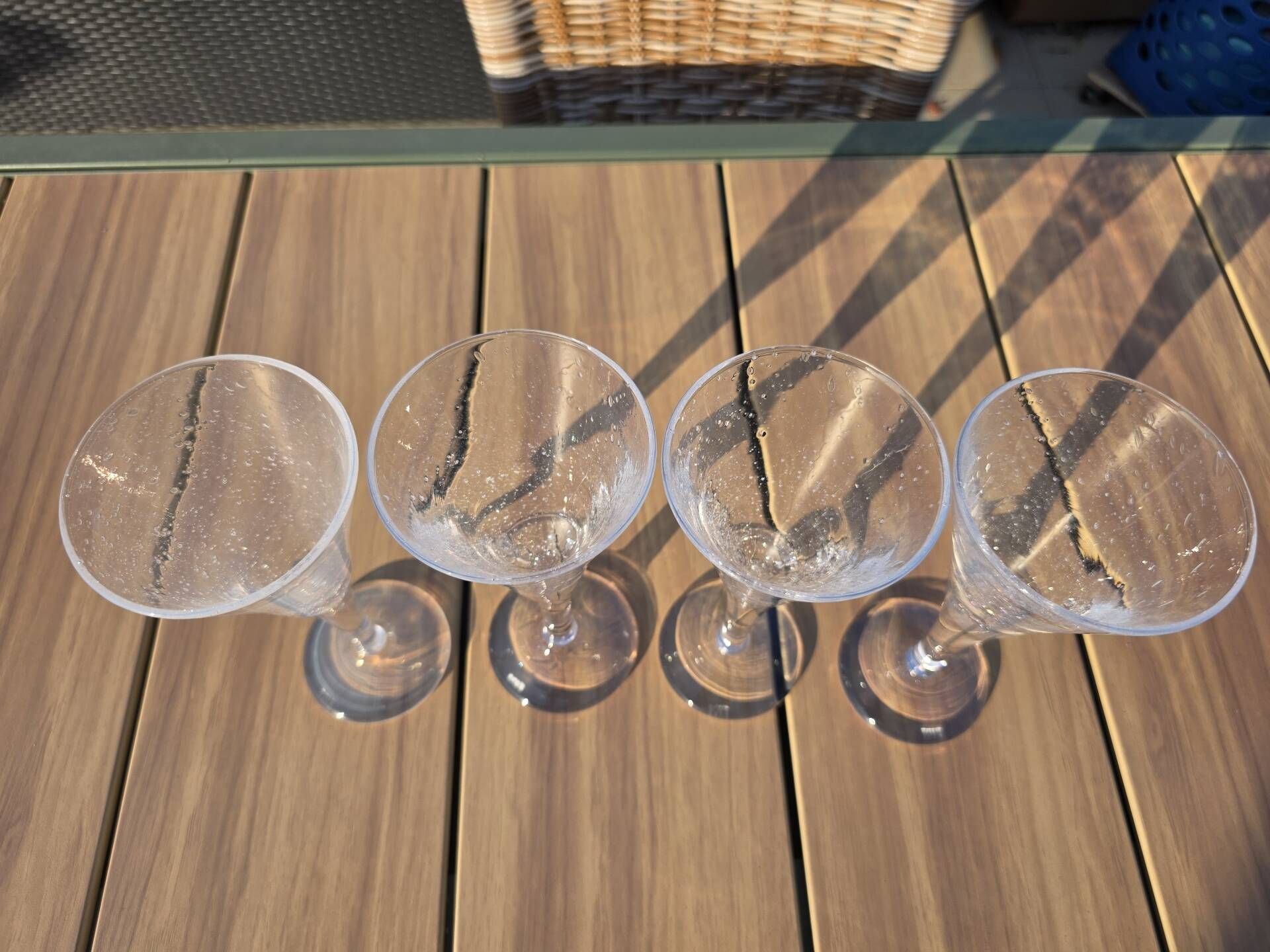 Set of 4 bubble glass champagne flutes / goblets Biot Signed 22 cm