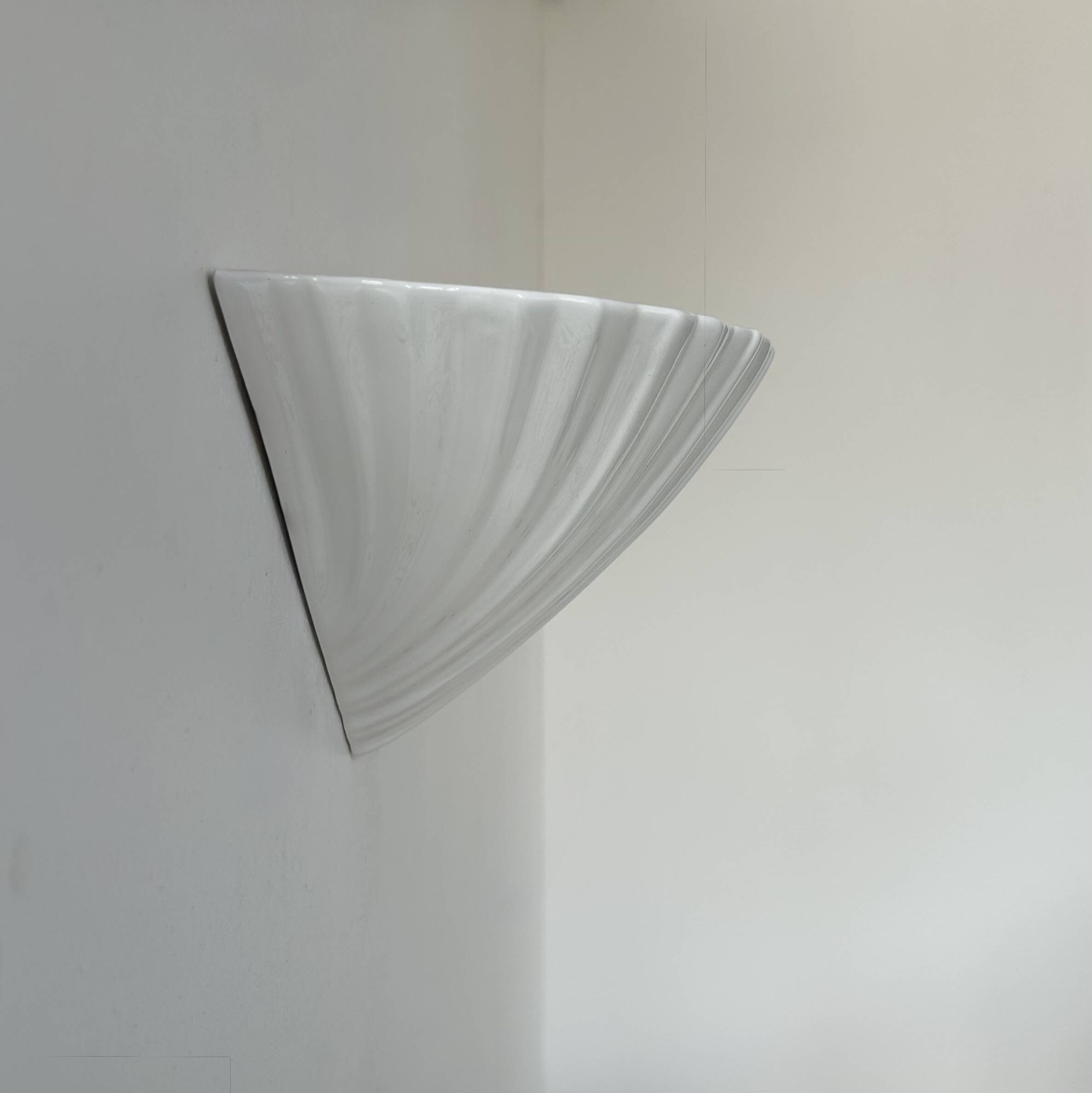 Vintage porcelain shell wall lamp, France 1970