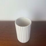 White ribbed Lyngby vase, design Michael Bang