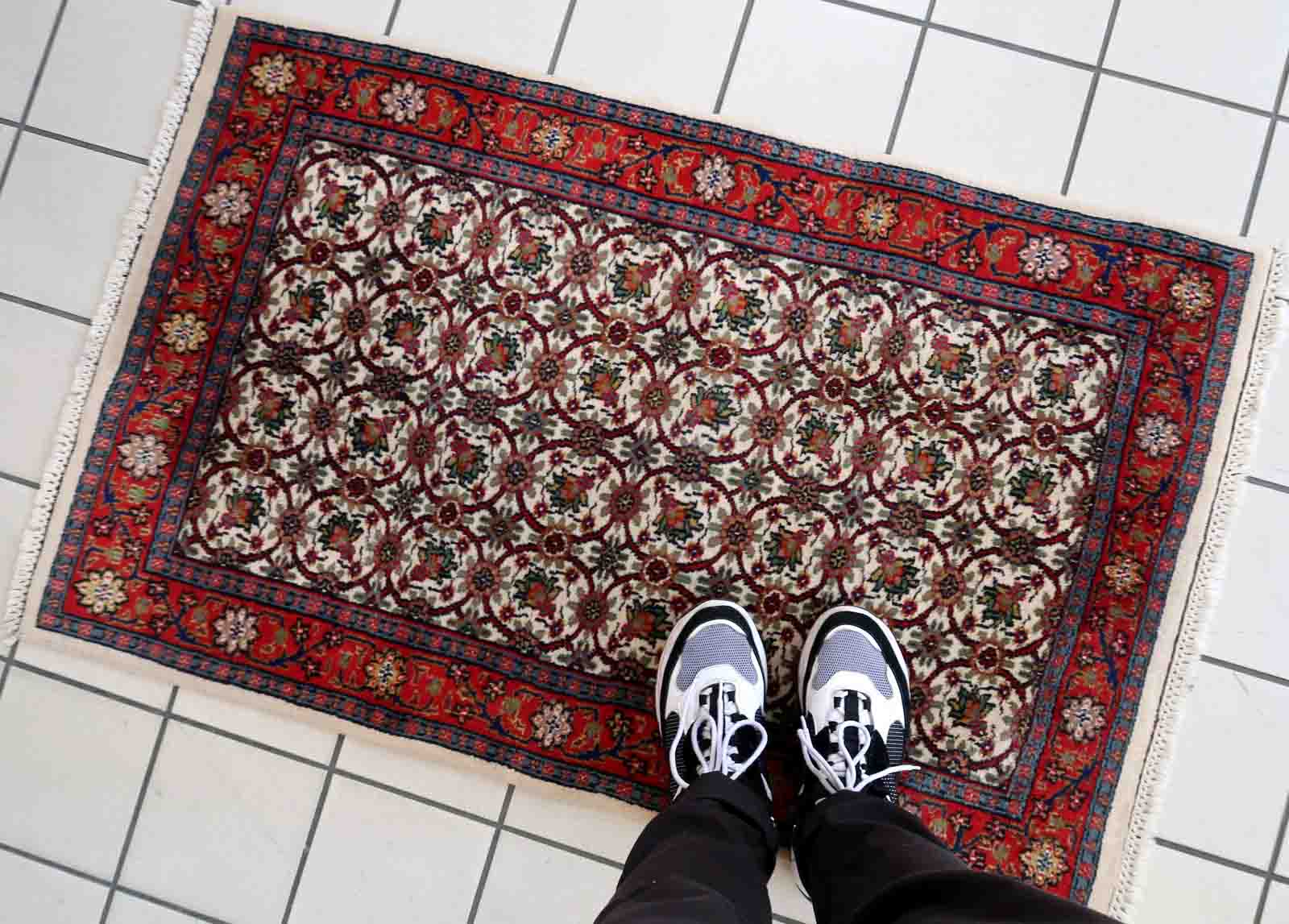 Vintage Indian Mahal handmade carpet 78cm x 125cm 1970s