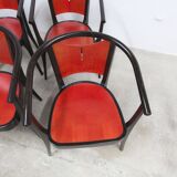 Set of 6 Baumann Diese model armchairs, Pagnon Pelhaître design, Wenge and red color