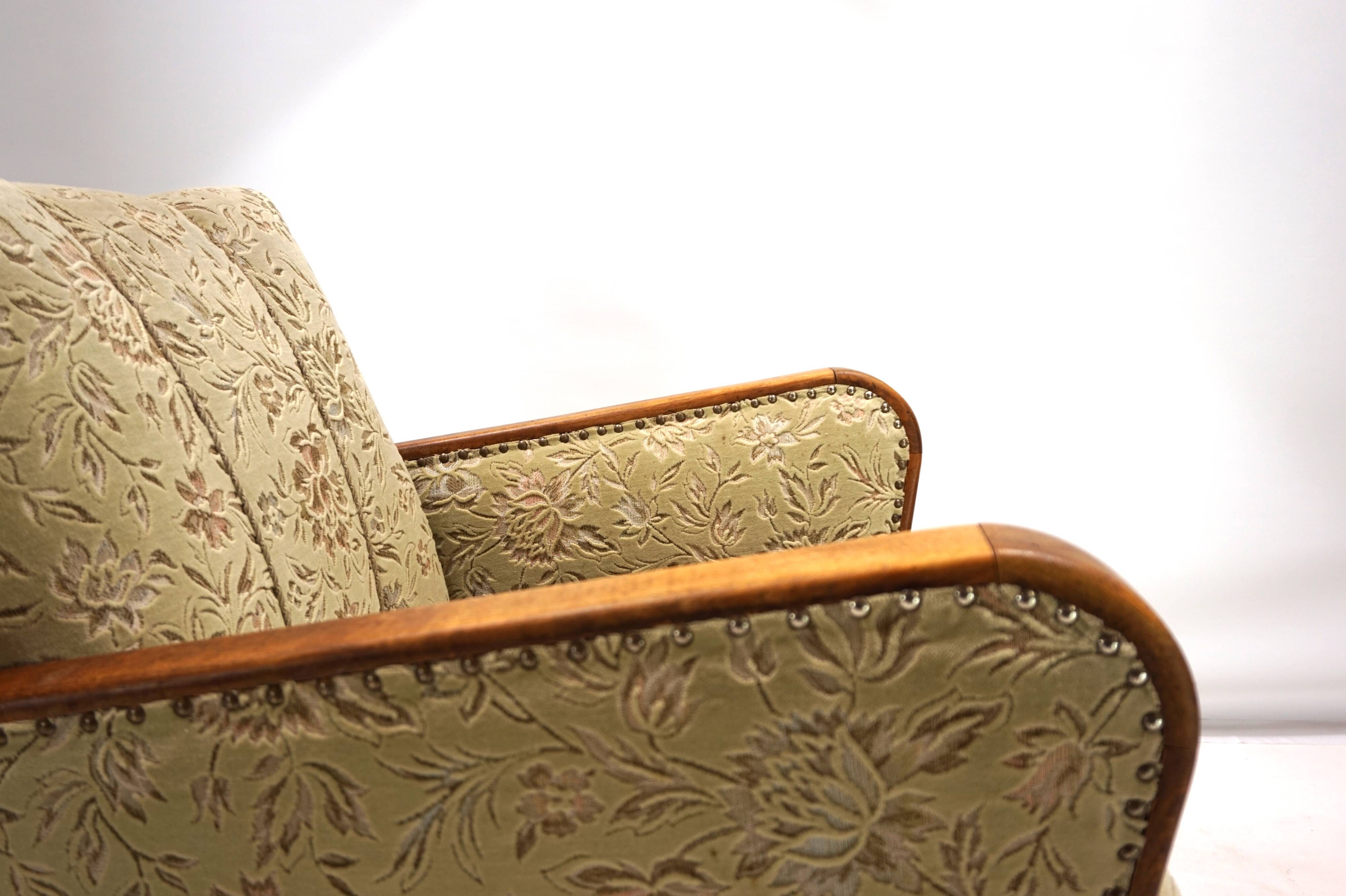 Fauteuil de salon Art Déco en jacquard de velours, 1930