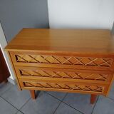 Wood and rattan dresser, 60s