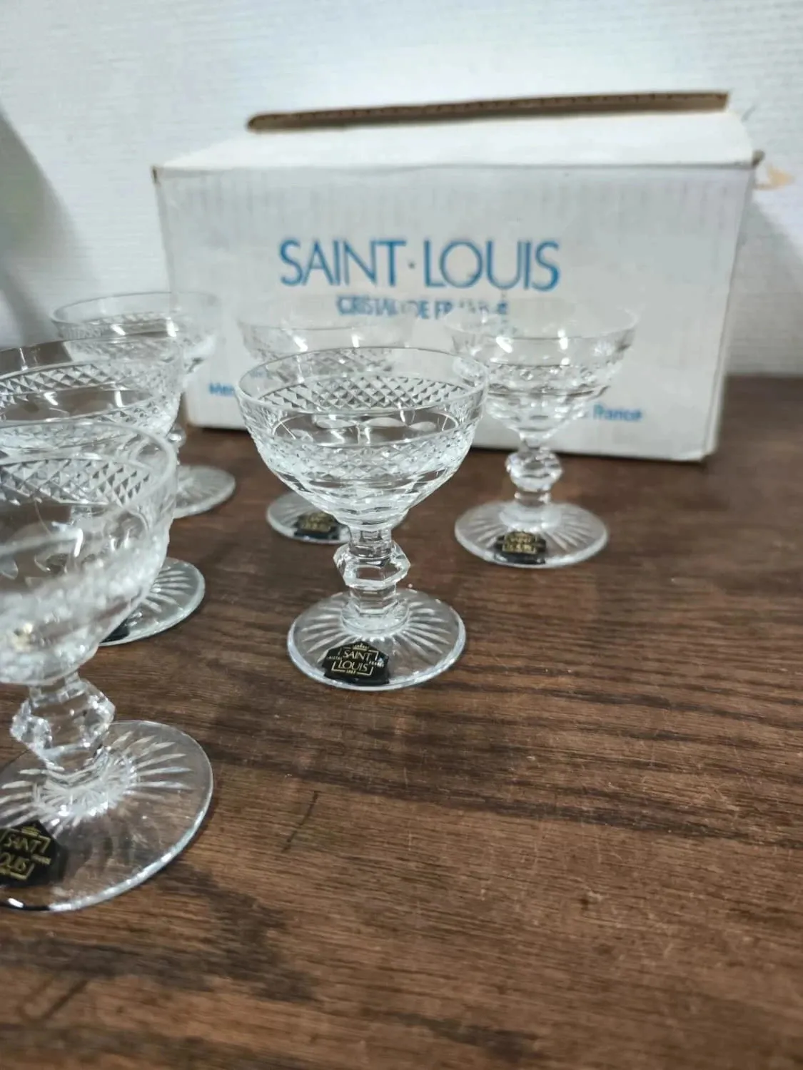 Set of 6 crystal digestif glasses from Saint Louis Trianon - NEW
