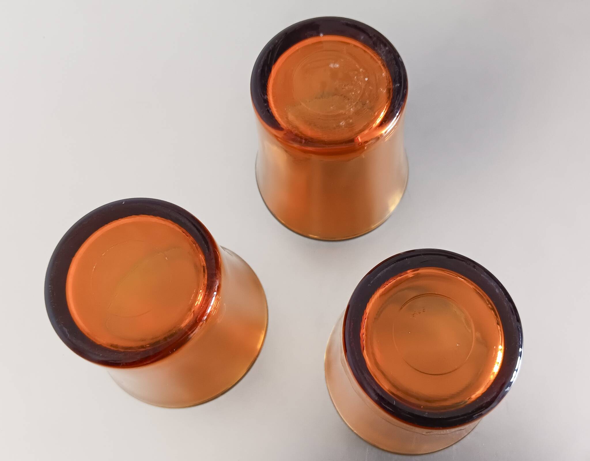 3 vintage amber glasses