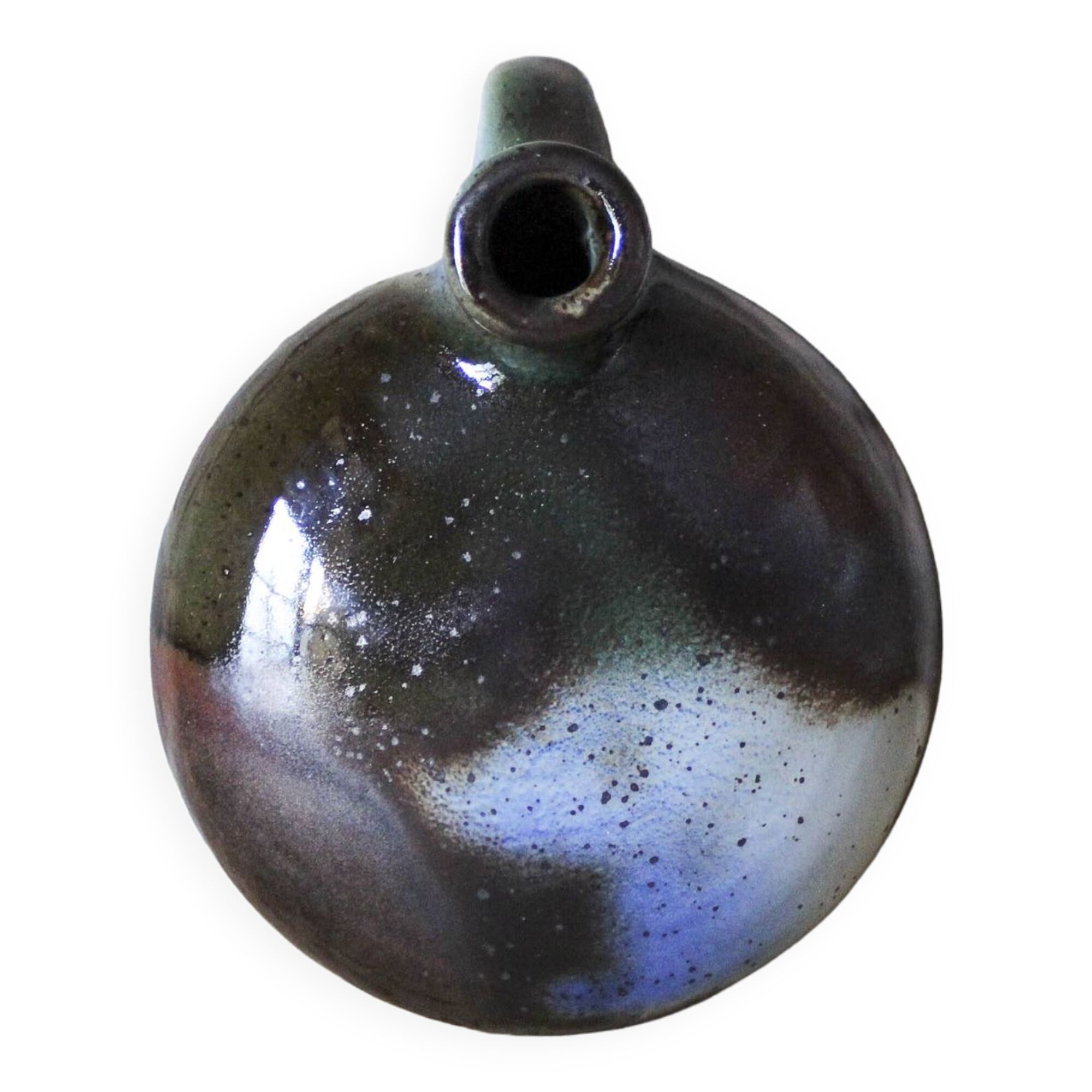 Enameled stoneware gourd signed