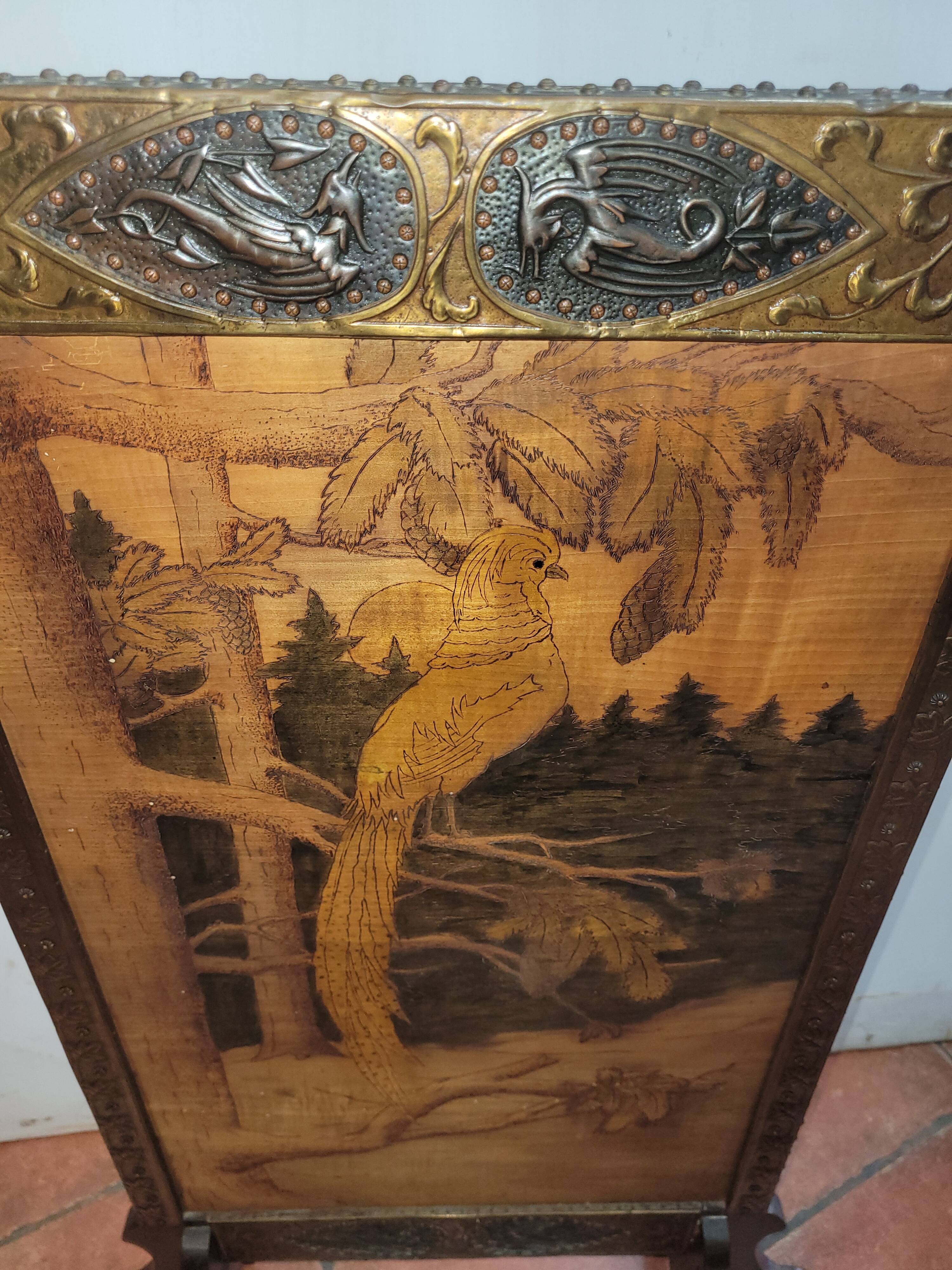 Fire pare old wooden fireplace