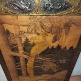 Fire pare old wooden fireplace