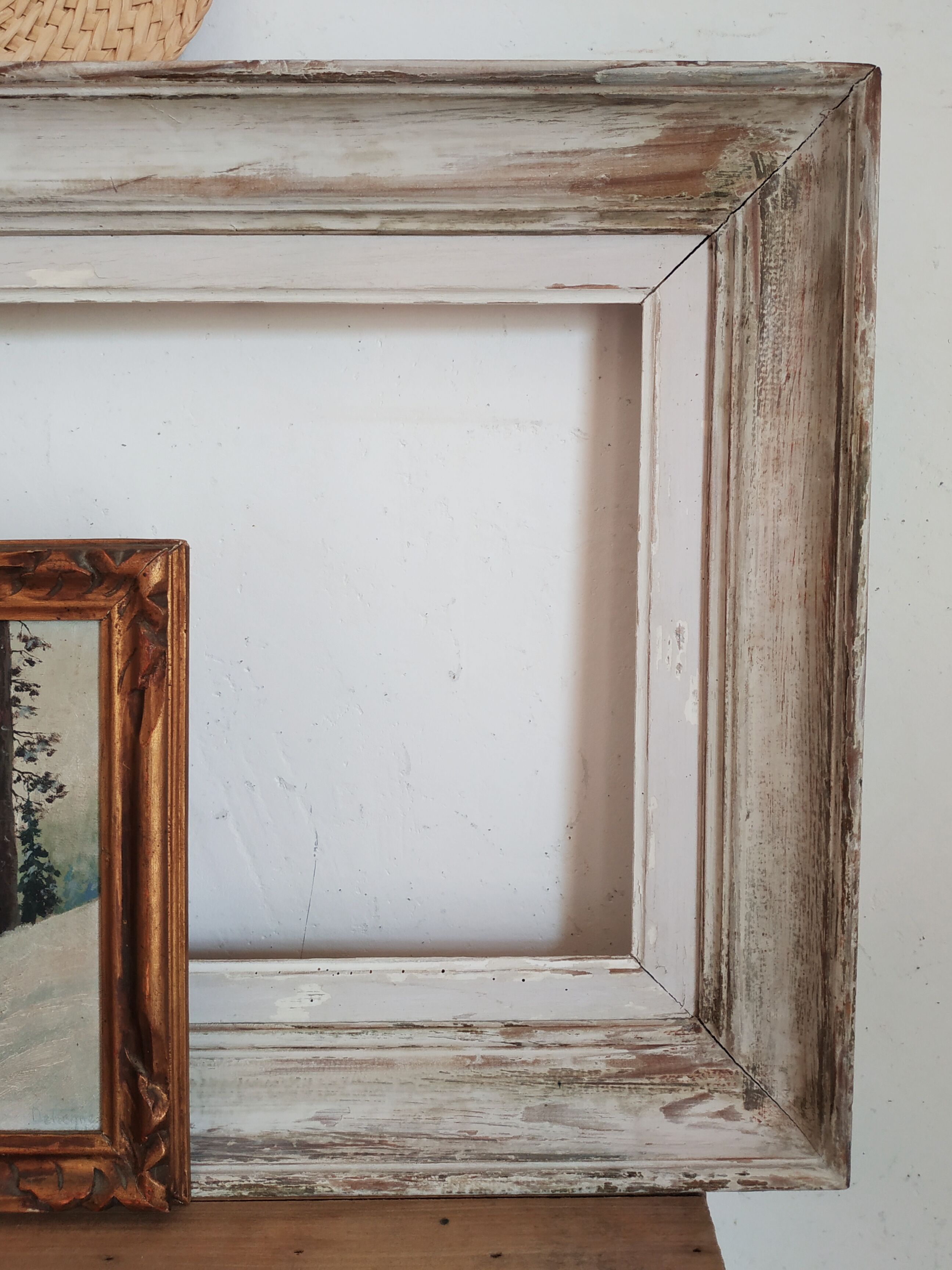 Old white patina frame