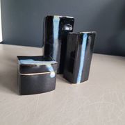 Vintage ceramic salt pepper mustard set