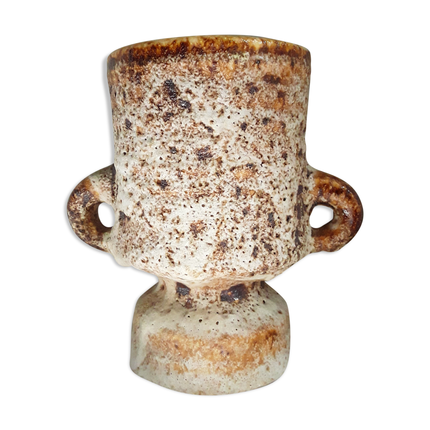 Vase vintage en grès forme libre 1970