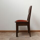 Ensemble de six chaises à manger art déco en chêne Français (6)