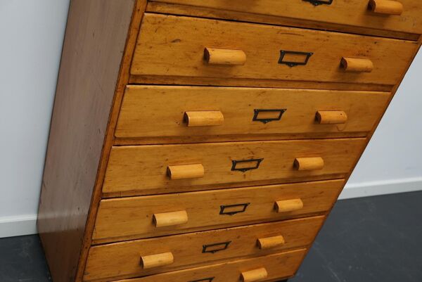 Armoire de pharmacie industrielle en hêtre allemand, milieu du 20e siècle