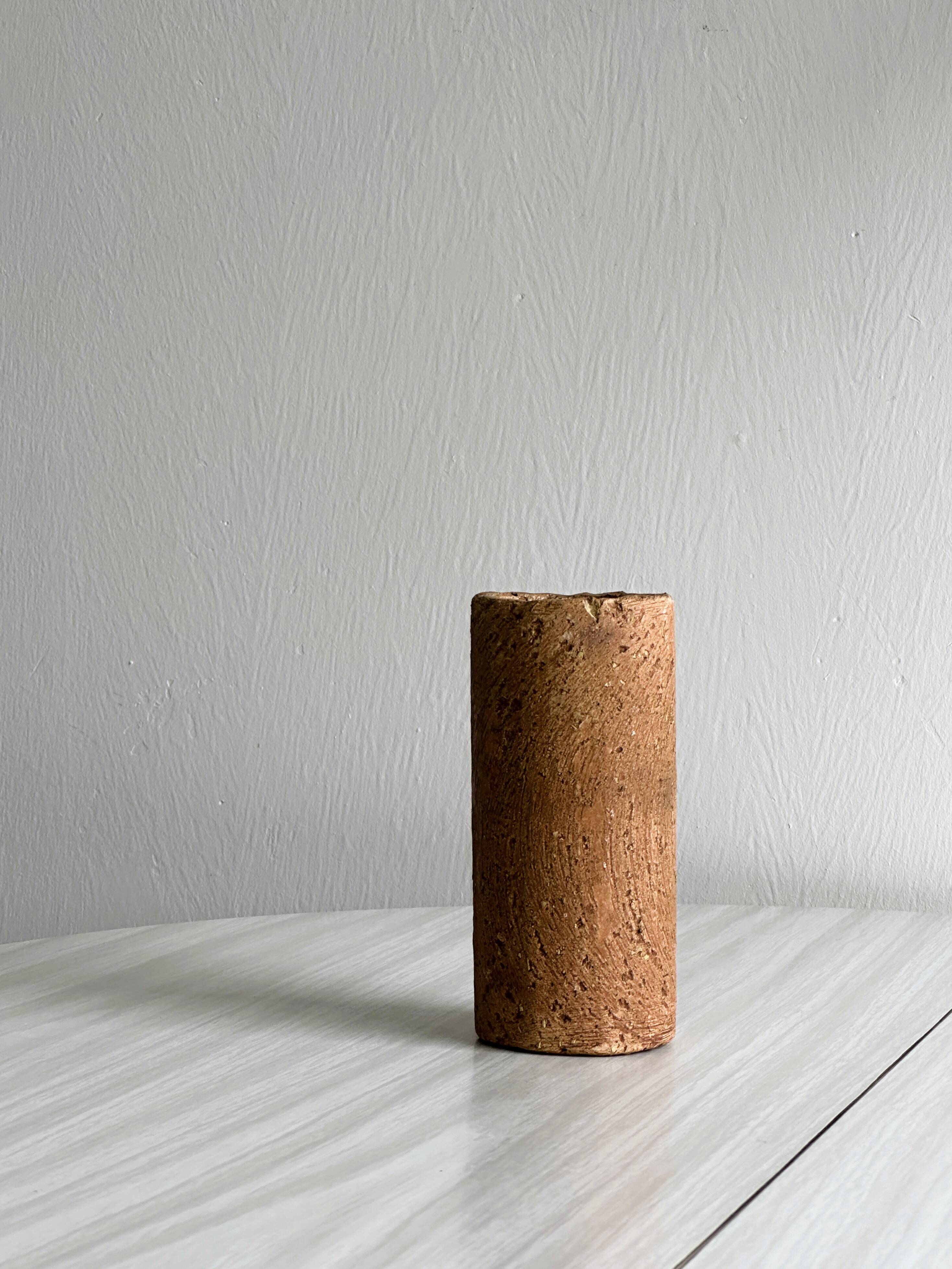 Raw stoneware vase, minimalist natural style