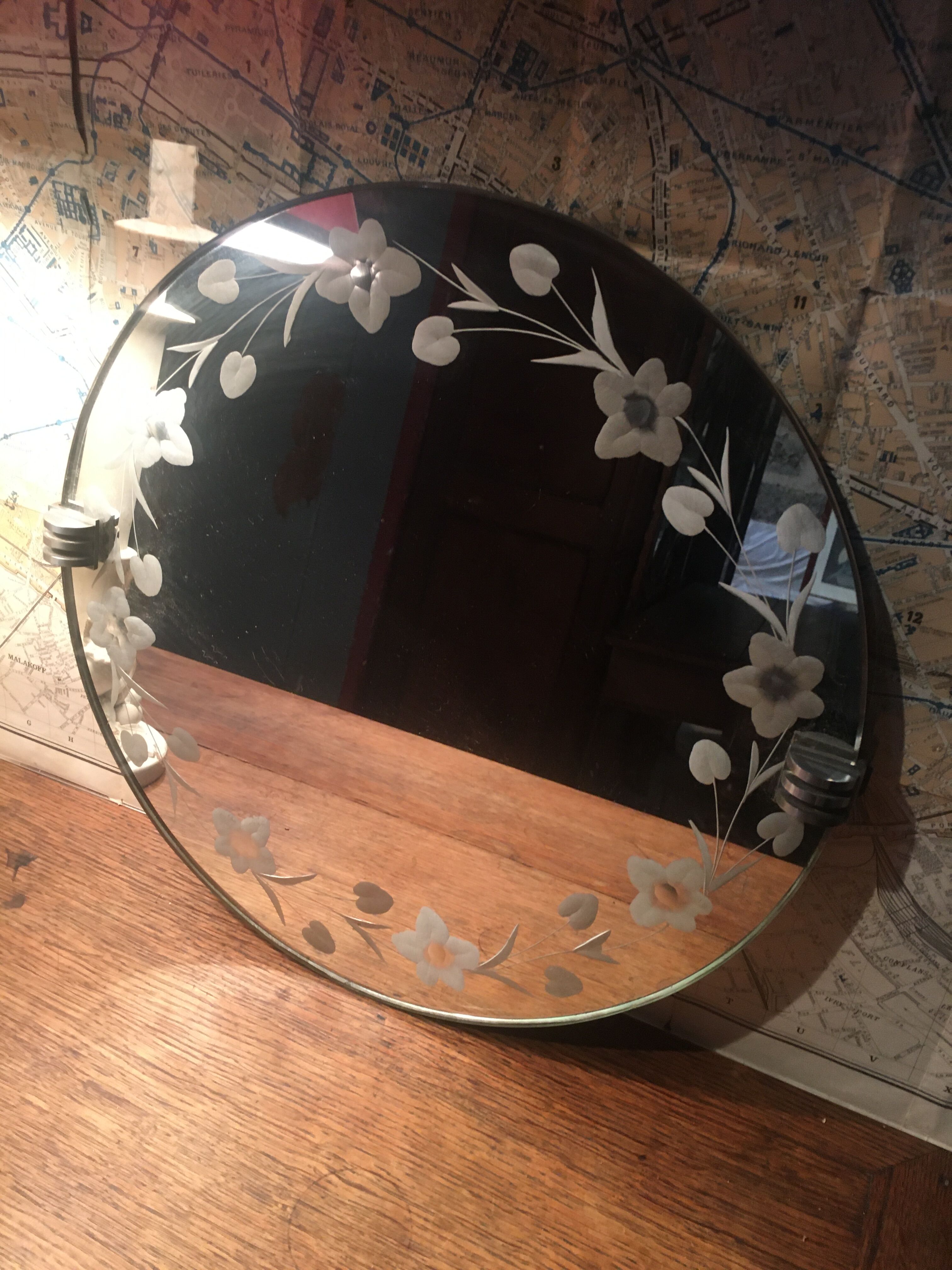 Round mirror art deco style Ø 36