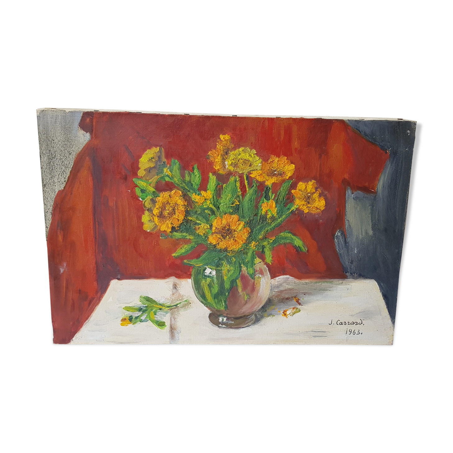 Oil on canvas "marigold flowers"