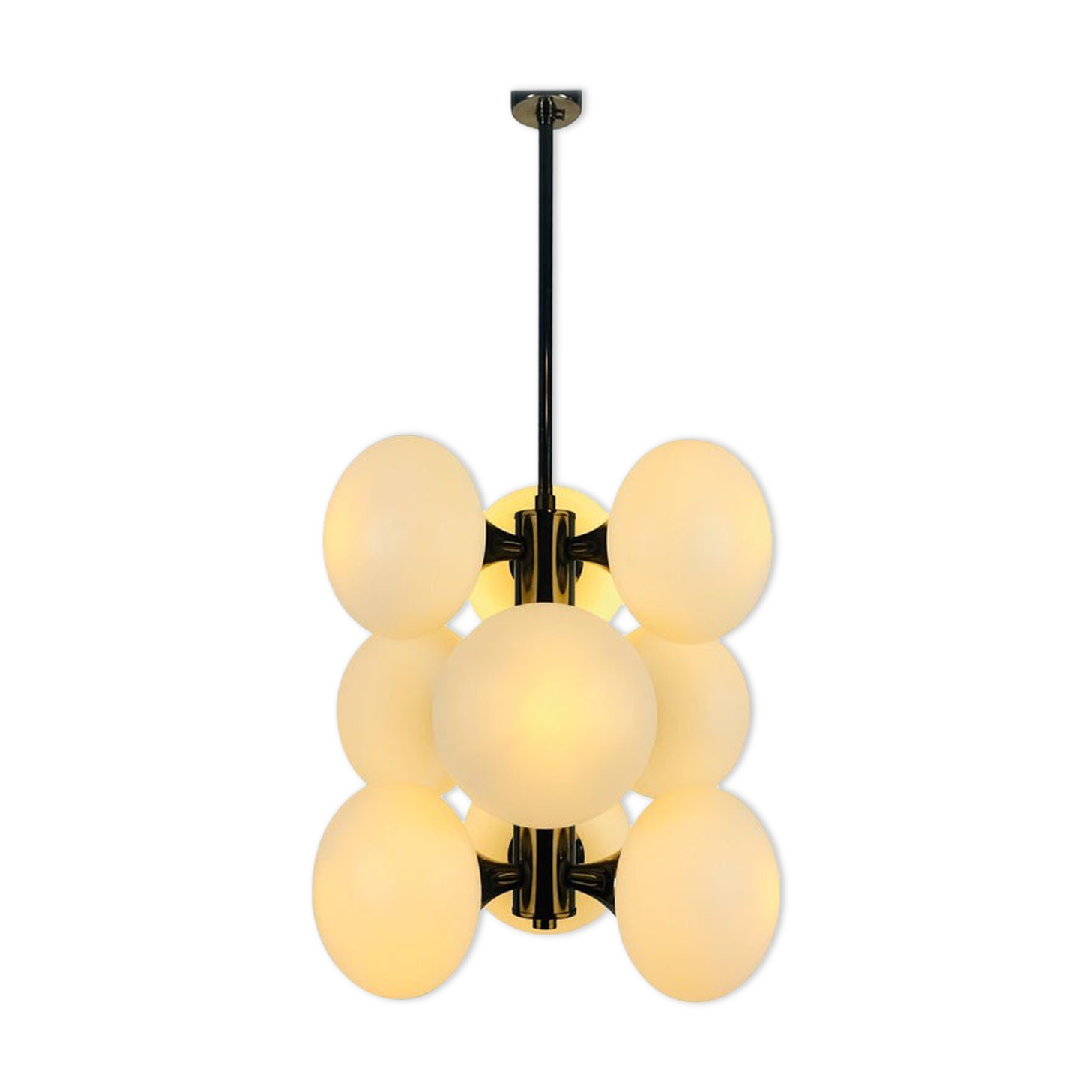 Kaiser chandelier with 9 arms in chrome, 1960s, Germany