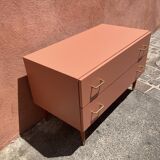Vintage terracotta bass chest of drawers