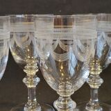 8 verres à Porto / vin en cristal gravé fin XIXème