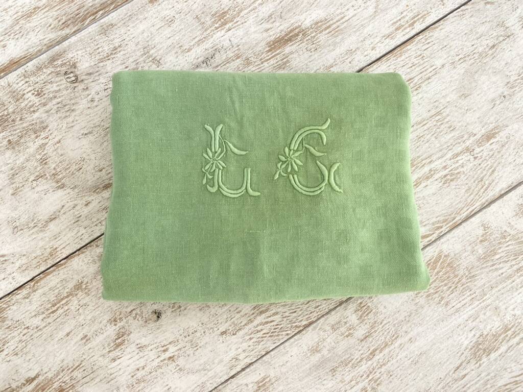 Antique Damask Tablecloth LG - Lime Green - Métis