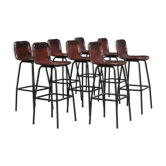 French mid-century leather bar stools