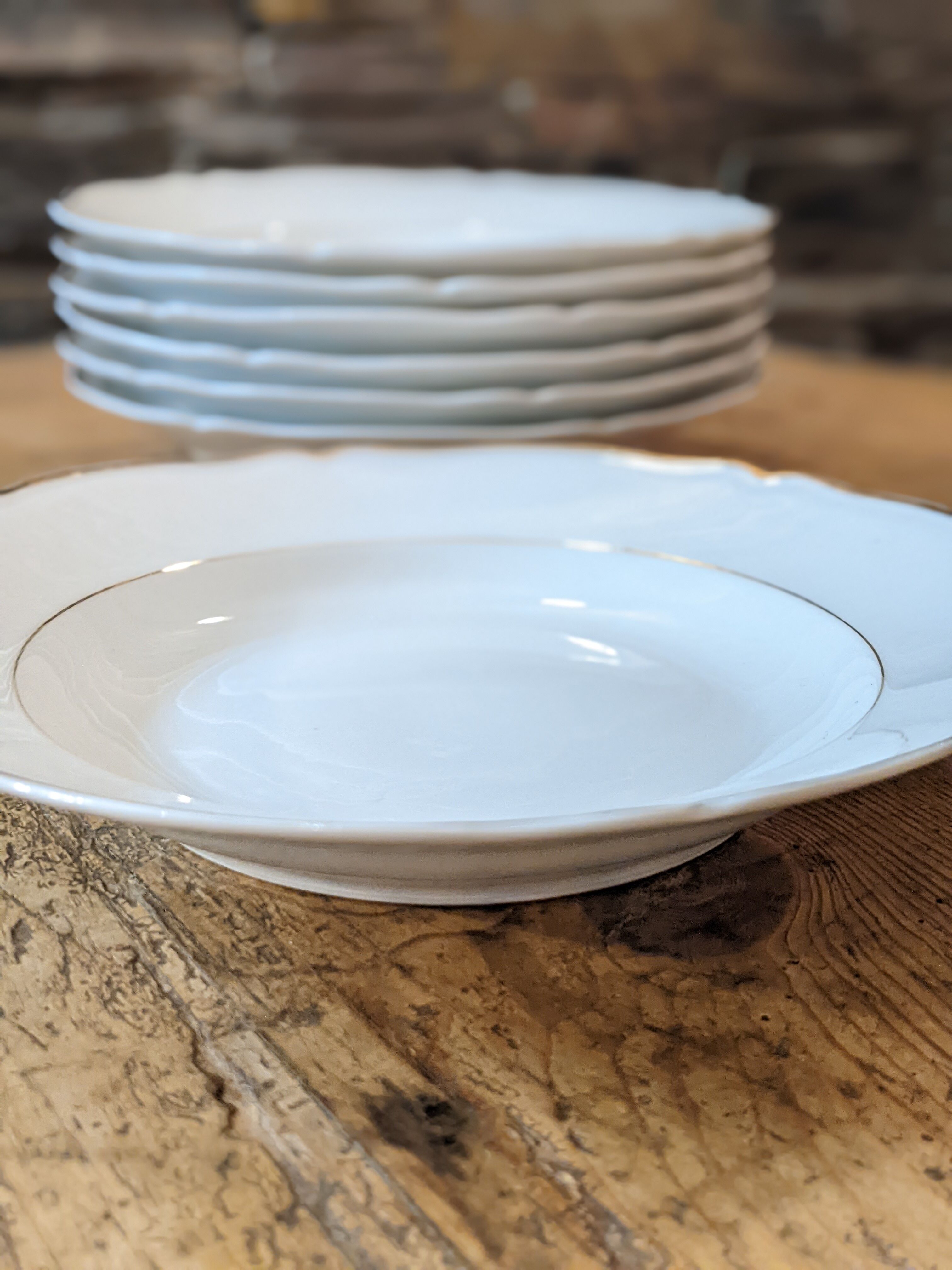 Lot round hollow vintage plates in Limoges porcelain