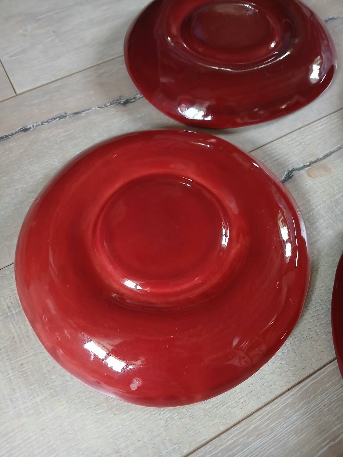 4 antique fondue plates
