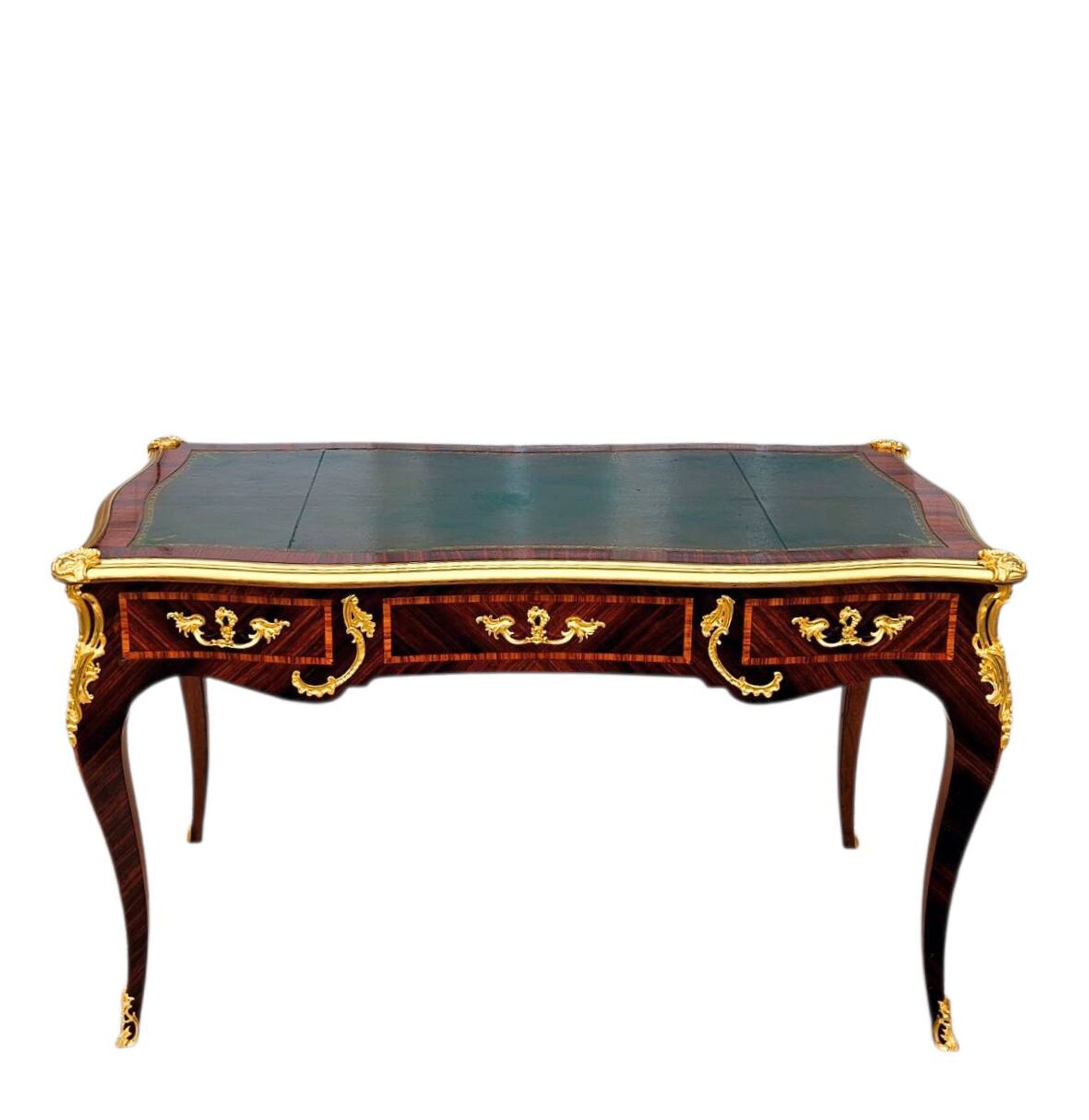 Marquetry and gilded bronze desk signed rinck in paris