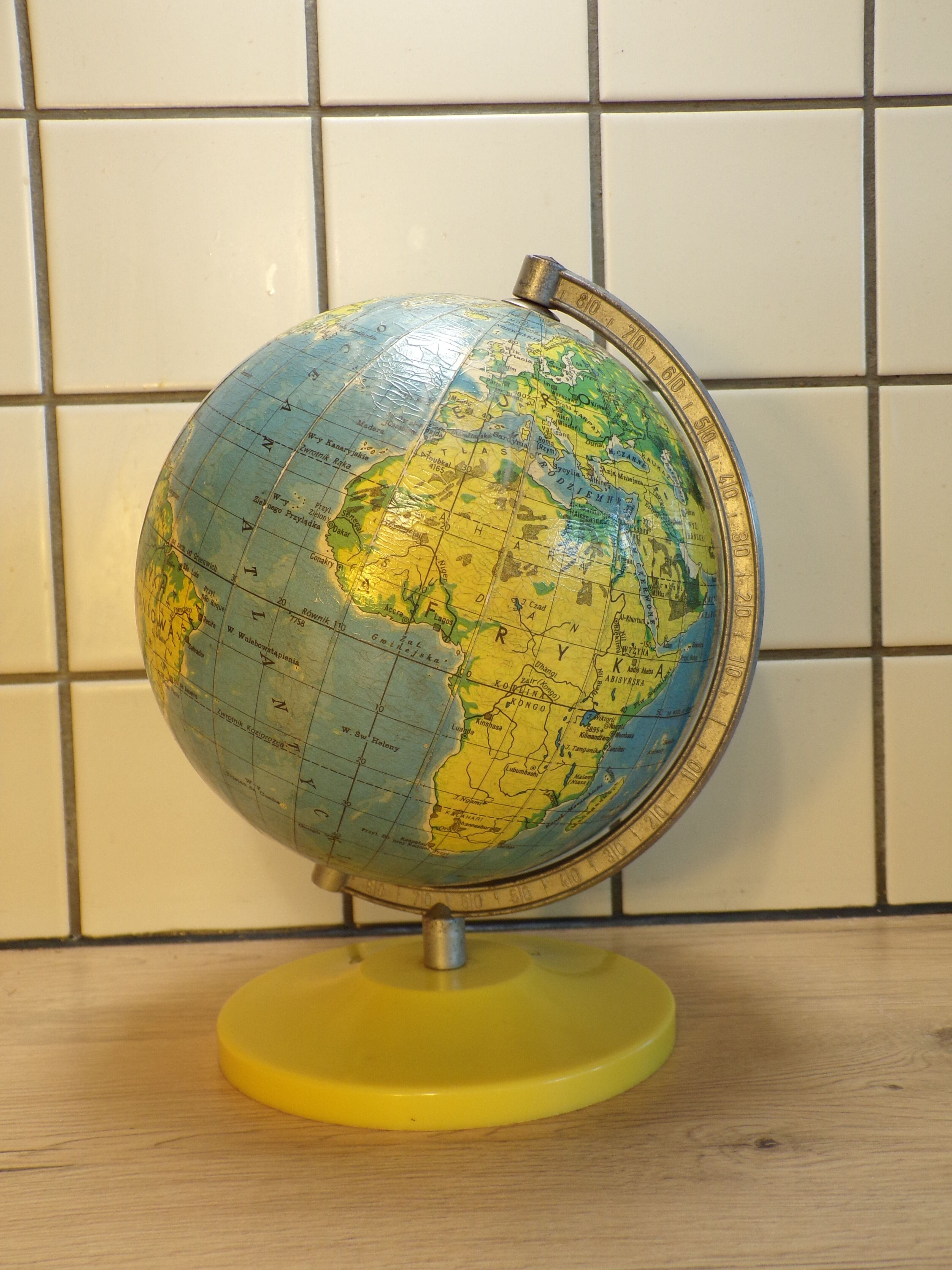 Vintage globe in Polish